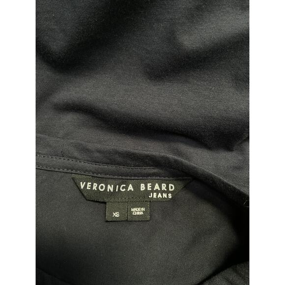 Veronica Beard Denim Jean Blue Cotton Bardot Ruffle Tee Size XS - Picture 4 of 5